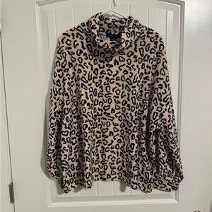 Sanctuary waffle knit animal print cream and black sweater NWT Size 2X